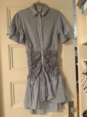 cinq à sept Blue & White Striped Shirt Dress